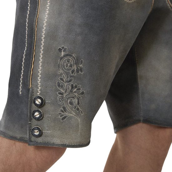 dressforfun - Authentique Lederhosen courte Joshua - Avec ceinture et bretelles - Cuir véritable - Couleur sable - 50 - Oktoberfest Dress Man - Costume d'homme - Dress Up - Costume allemand - Robe de carnaval - Gilet de costume - Pantalon traditionnel en