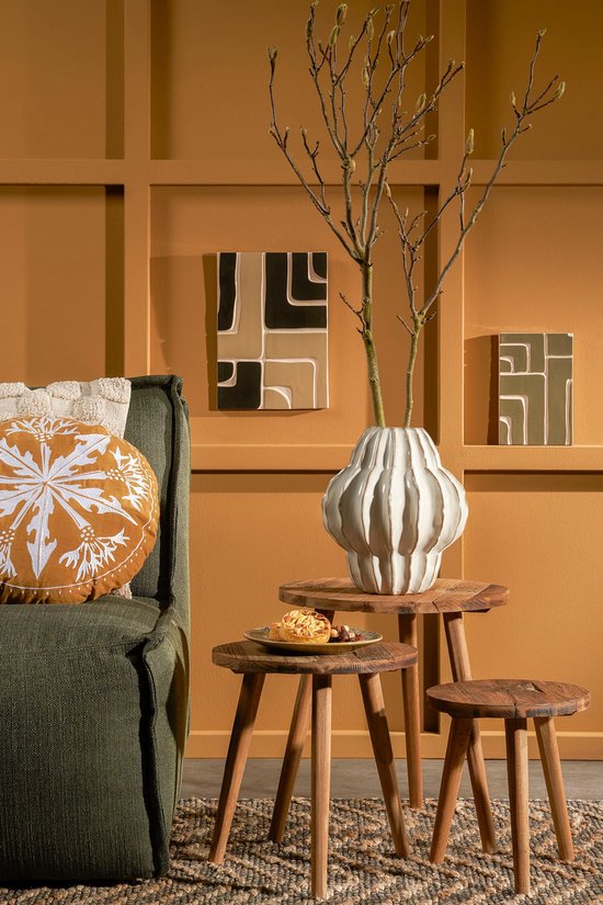 Table d'appoint - Mica Decorations - H43 x Ø40 cm - Bois recyclé - Marron