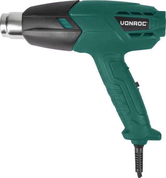 VONROC Pistolet à air chaud - Brûleur de peinture - 2000W - 3 niveaux de température - Accessoires et sac inclus