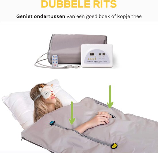 CALMENTA® Couverture infrarouge - Sac de rangement - jusqu'à 80° - 180x80cm - Couverture infrarouge - Télécommande - Thérapie infrarouge - Fibromyalgie - Couverture chauffante - Anti-douleur - Couverture électrique - Couverture de sauna