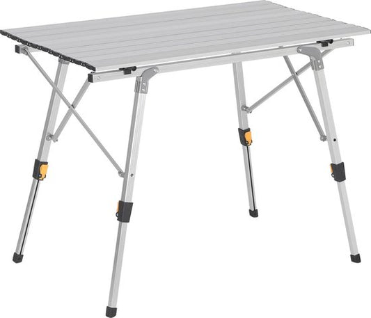 Rootz Camping Table - Bureau de pique-nique portable - Surface extérieure pliable - Support de voyage compact - Dîner en plein air - Mobilier de camping - Argent - 90x52.2cm