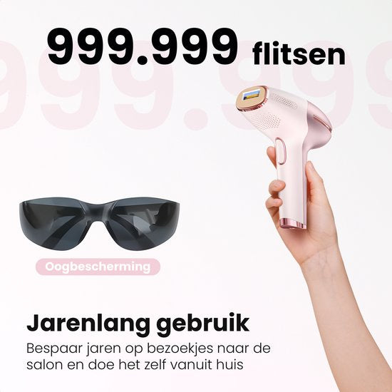 Leafline® Épilateur laser IPL - Épilateur pour dames - Indolore avec refroidissement par glace - Pour une épilation permanente de toutes les parties du corps - 999 999 flashs - Usage domestique