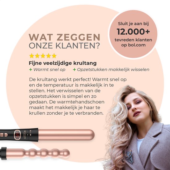 Bestope Fer à boucler 6 en 1 avec accessoires - Fer à boucler en céramique - 13 à 32mm - Rose gold