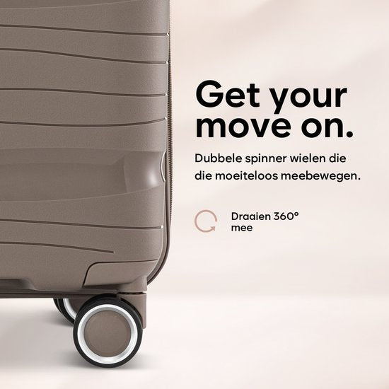 SKYCASES Travelin' Charm - 28-inch Large Travel Suitcase - Number Lock - 41x24x69 cm - 98L - Lightweight, Waterproof & Durable - Champagne