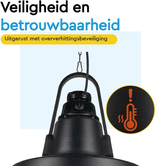 BRASQ Retro Chauffe-terrasse électrique suspendu - 3 niveaux de chaleur - avec télécommande - IP24 - étanche - intérieur et extérieur - 2000 W