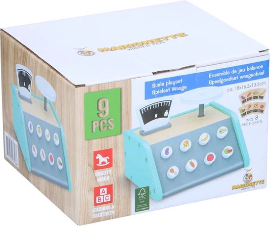 Marionette Jouets en bois Balance - Avec 9 cartes - Jouets d'apprentissage - Label FSC - Bois