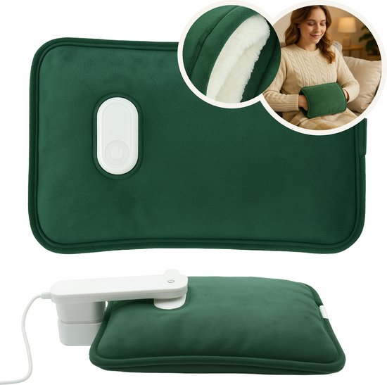 STAUS&BACH Aura - Bouillotte électrique avec manchon pour les mains - Polaire - Bouillotte pour bébé - Bouillotte pour bébé - Vert