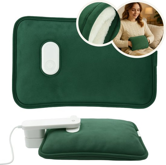 STAUS&BACH Aura - Bouillotte électrique avec manchon pour les mains - Polaire - Bouillotte pour bébé - Bouillotte pour bébé - Vert