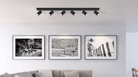 Globo Robby projecteur apparent - noir avec chrome - 6 lampes - 6xGu10 - Smart suitable