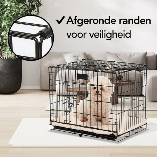 Brixy Dog Bench - Banc pour chien - Taille S - Pliable - 61 x 43 x 49 CM - 2 portes - Noir