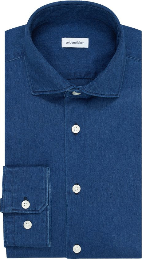 Chemise Seidensticker regular fit - sergé - bleu - sans repassage - Taille du cordon : 42