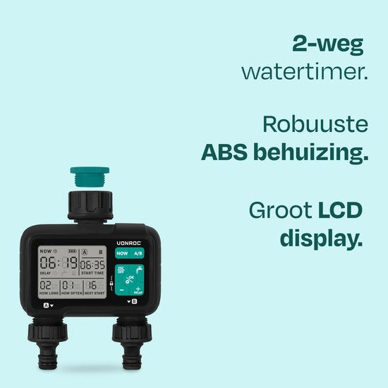 VONROC Programmateur d'arrosage à 2 voies - Ordinateur d'arrosage pour 2 zones - Temps et fréquence d'arrosage réglables par zone