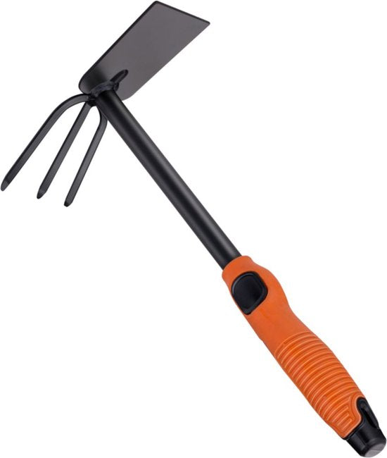 BLACK+DECKER Double Hoe - 3 Pins et Hoe - 30 CM - Poignée ergonomique - Noir/Orange