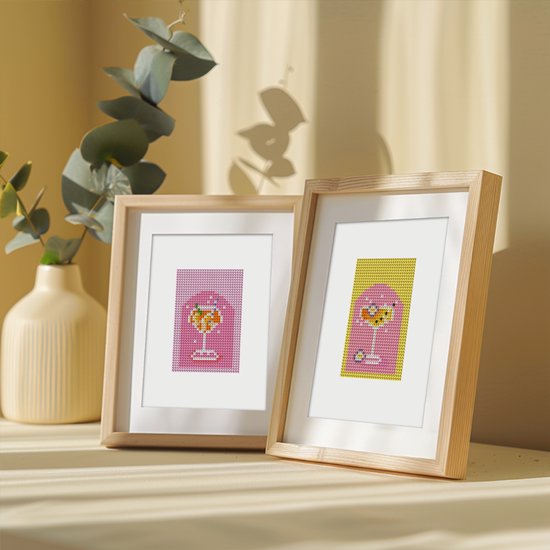 Rubye® Mini peintures diamantées - 2 pièces - Adultes - Peinture diamantée enfants - Set - Cocktails - 15x20cm