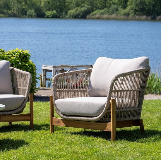 Fauteuil Marron/Beige - Bois d'acacia & Textile - 78,5x86x72 cm - Fauteuil Terracina - House Nordic