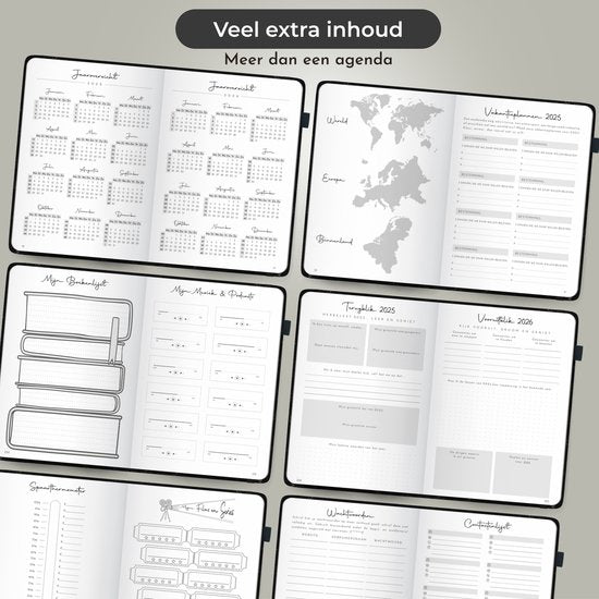 Systemyze Agenda 2025 Adultes - Planificateur - Journal - Organiseur - Feuilles d'autocollants incluses - Format A5 - Anthracite