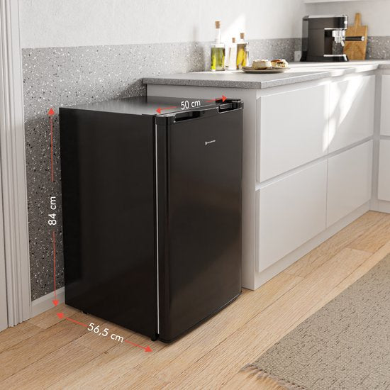 KitchenBrothers Réfrigérateur - 88L Compartiment réfrigérant - 14L Compartiment congélateur - Glacière - Frigo - Freestanding - Noir