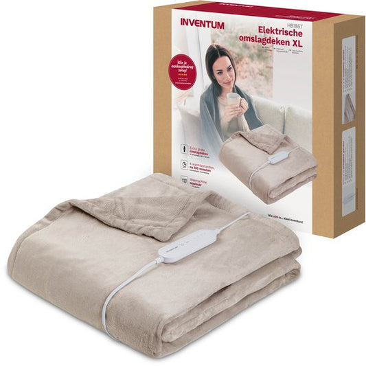 Inventum HB185T Couverture chauffante électrique 180x130 cm - Simple - 4 niveaux de chaleur - Lavable - Arrêt automatique - Polaire - Taupe