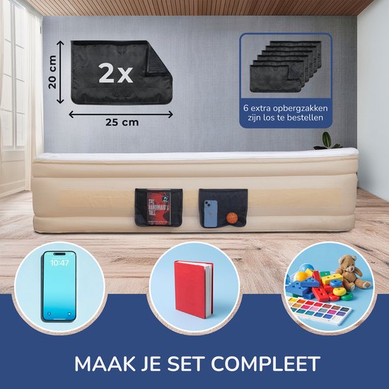 FLOAT CloudSpring - Lit gonflable 2 personnes avec surmatelas en mousse (5 cm) - Gonflage rapide en 3 minutes - 2 sacs de rangement, sac de transport et kit de réparation inclus - 203x152x46 cm - Matelas gonflable autogonflant pour 2 personnes - Pompe éle