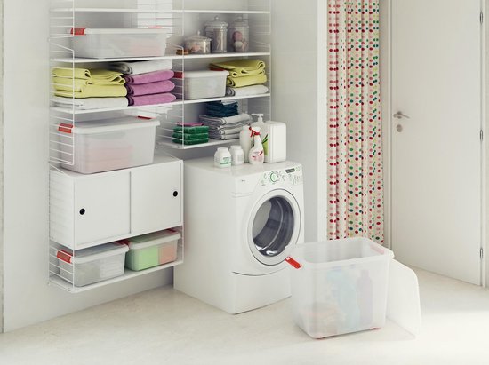 Kis K Latch Box L - Boîte de rangement avec couvercle - 43L - 59x39x28 - Transparent/Orange clips