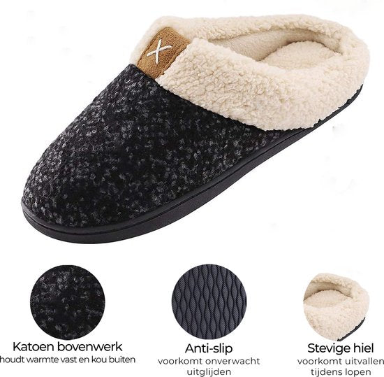 Chaussons Dames - Chaussons - Taille 38/39 - Noir - Antidérapant - Comfeet