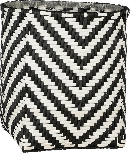 Mica Decorations Panier à plantes d'extérieur Merlin - Lot de 3 - H26 x Ø24 cm - Plastique recyclé - Noir, Blanc