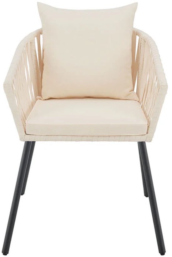 Chaises en corde - Lot de 2 - Coussins d'assise et de dossier inclus - Beige