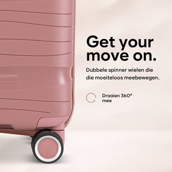 SKYCASES Travelin' Charm 4-Piece Trolley Set - Hand Luggage & Check-in Suitcases - 32L/60L/98L - Number Lock - 360° Noiseless Wheels - Lightweight & Sturdy - Modern Design - Pink V2