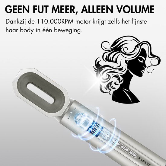 Sansbeauté® 8-in-1 Airstyler with Diffuser - Multistyler - Rotary Hairdryer - Hair styler - Hair dryer - Heat brush - Curling brush - Curling iron - Styling brush - Coldshot