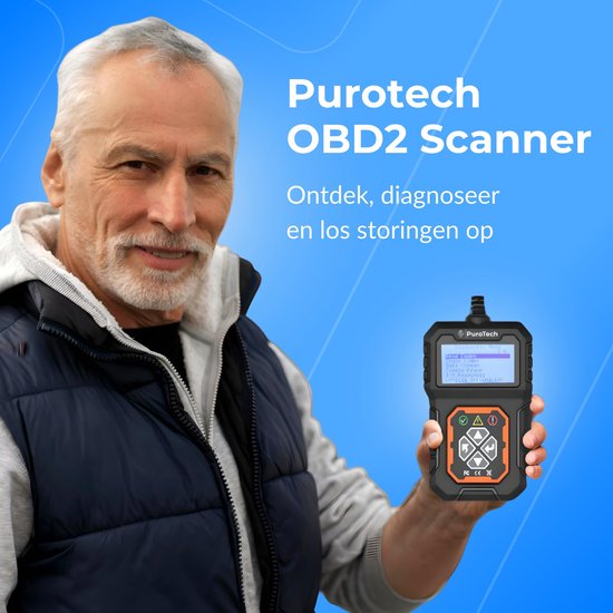 Scanner OBD2 - PuroTech - Diagnostic voiture - Lecture et suppression de codes défaut - Compatible véhicules dès 2000 - Écran LCD - Noir/Orange