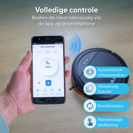 Ølven Robot aspirateur avec fonction balayage - App - Station de recharge - Convient aux animaux domestiques - Robot balayeur