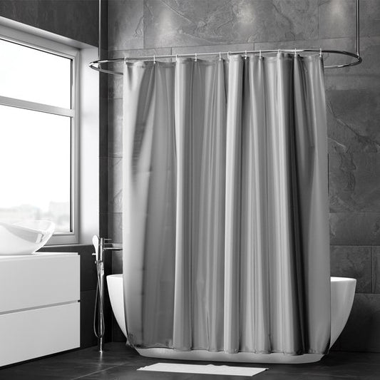 Loti Living Rideau de douche anti-moisissure - Gris - Anneaux inclus - Imperméable - Polyester - Rideau de douche 180x200 cm