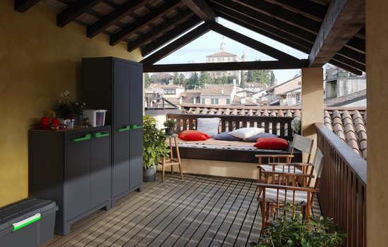 Keter Moby - Armoire haute - 4 étagères - 150kg max - 80x44x182 cm - Plastique - Anthracite