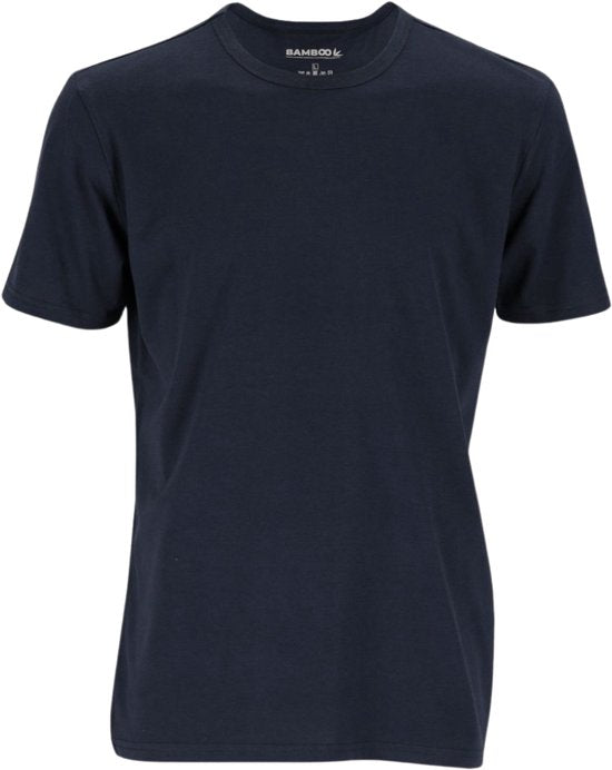 T-shirt en bambou pour homme - Marine - Coupe régulière - T-shirt décontracté pour homme - Bambou - Col rond
