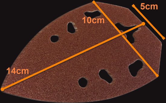 FERM - PSA1008 - Papier de verre - P120 - 5 pièces - Avec - Support Velcro - Trous à poussière - 5 inclinés - Dimensions : - 140x100x50mm - Universel - Convient très bien pour - PSM1013 - Ponceuse à palettes