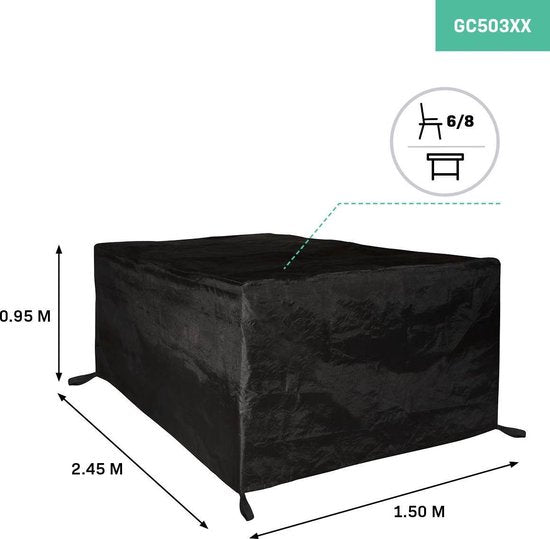 VONROC Premium garden set cover L - 245x150x95cm - Pour table de jardin avec 6-8 chaises