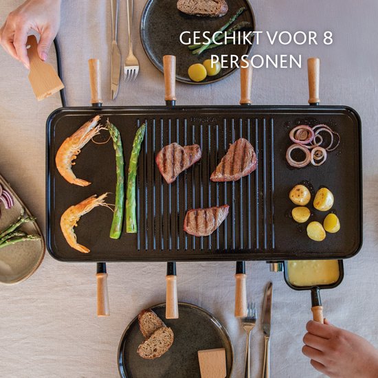 BOSKA Raclette Gourmet Party - Pour 8 personnes Bois de hêtre Acier - Set gourmet