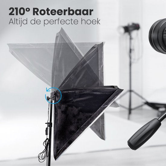 Auronic Softbox Studio Lamp - Set complet avec sac de transport - 50x70 cm - Noir