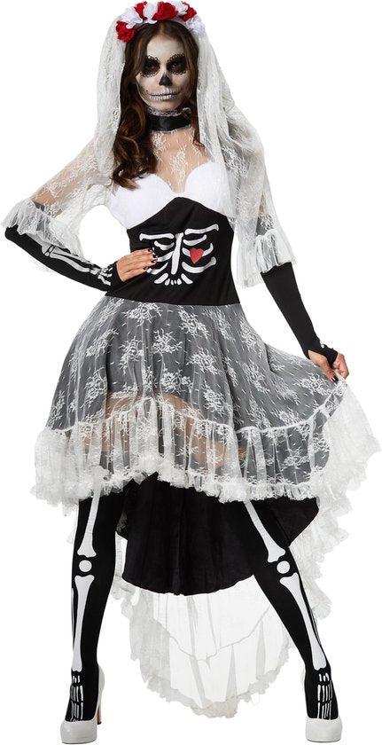 Dressforfun Creepy skeleton bride L - déguisement halloween dress up partywear carnaval costume carnaval party dress - 302007