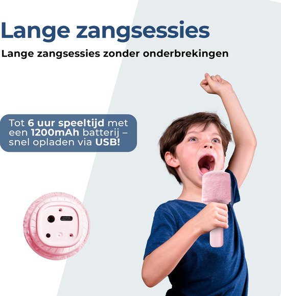 Denver Karaoke Microphone Bluetooth - Sans fil - Haut-parleur avec finition duveteuse - Ensemble Karaoké - AUX - MicroSD - KMS30RO