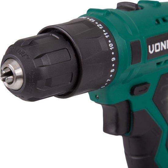 VONROC Perceuse sans fil - 16V - 1.5Ah - Batterie, chargeur rapide, 2 embouts de vissage et sac de rangement inclus
