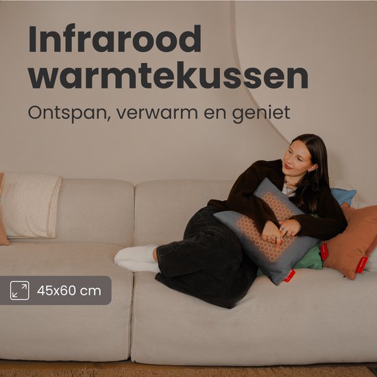 Auronic Heat Cushion - Classic - 45x60 - Sans fil - Rechargeable - Coussin électrique - Infrarouge - Anthracite