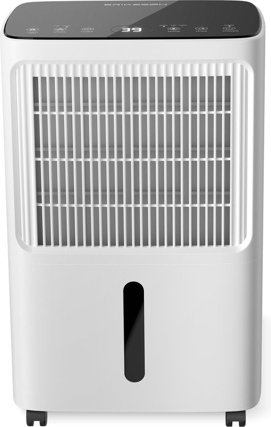 Déshumidificateur Erikssøn Dry Pro Plus - 16 L/jour - Fonction Lavage-Séchage - Pour chambre à coucher, salle de bain, salon et sous-sol - Blanc