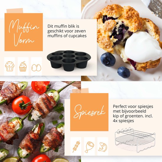 Happy Goods Accessoires pour friteuse à air chaud XL - convient aux accessoires pour friteuse à air chaud - ⌀ 20 CM - Papier sulfurisé - Plaque à pâtisserie en silicone - Moule à pâtisserie rond - Moules à muffins
