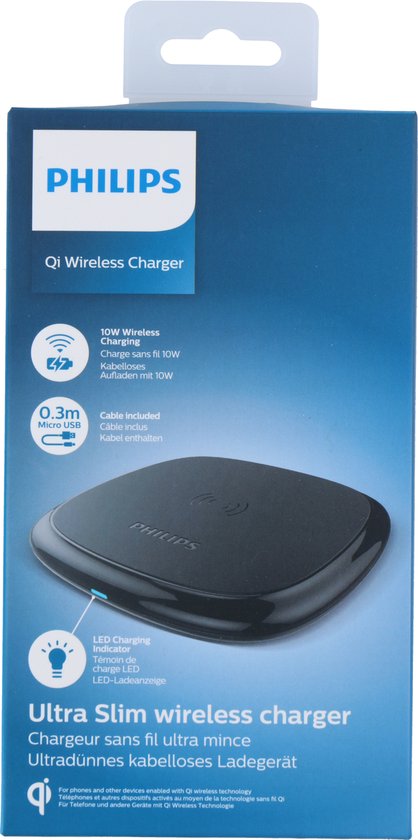 PHILIPS - Chargeur QI sans fil - DLP9210/03 - Chargeur de téléphone - Antidérapant Portée sans fil basse - haute