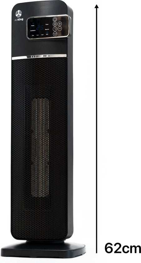 AirKing Chauffage électrique - 2000 Watts - Noir - Chauffage céramique avec télécommande et fonction minuterie
