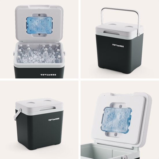 TRVLMORE Cool Box 14L - 47 heures de réfrigération - Frigobox - Elément réfrigérant inclus - Cool Box Small - Anthracite