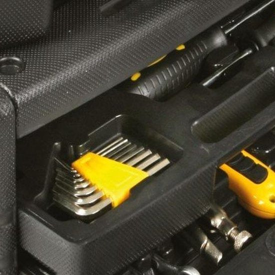 Toolland Mallette à outils remplie, 99 pièces, y compris le contenu, avec 4 incrustations amovibles