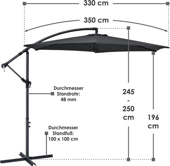 Parasol Brésil - 3m - Gris foncé