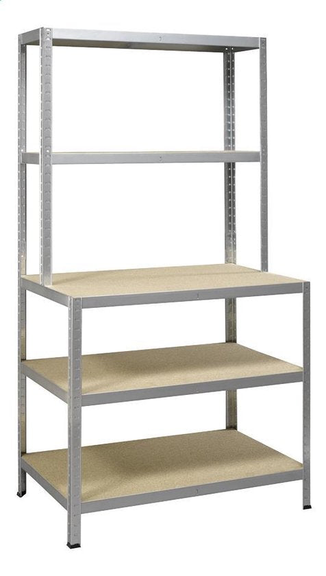 Étagère de stockage pour travaux lourds - aspect métal et bois - 100 cm de large - capacité de charge de 875 kg - capacité de charge de 175 kg par étagère